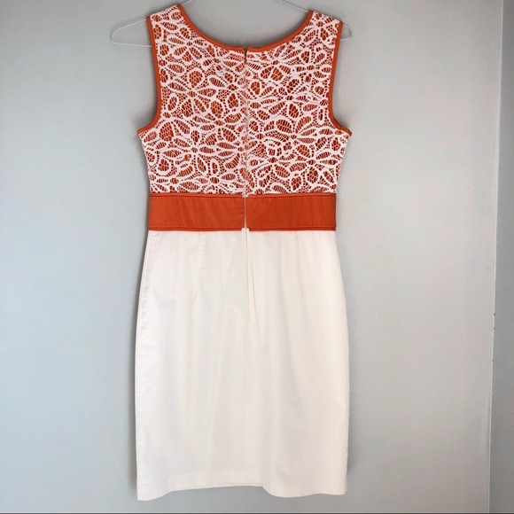London Times Orange Lace Overlay Sheath Dress, size 10 - Picture 5 of 8
